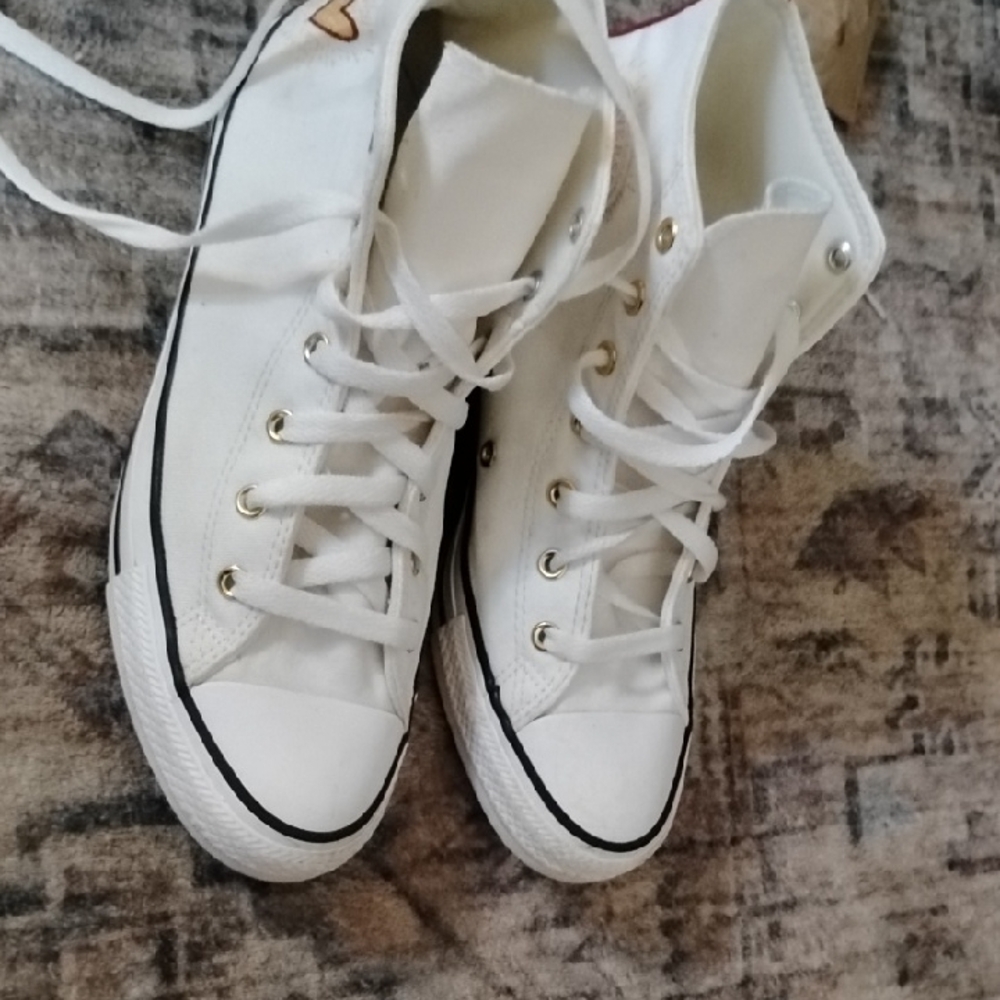 Converse White High-Top Canvas Sneakers with Black Trim
